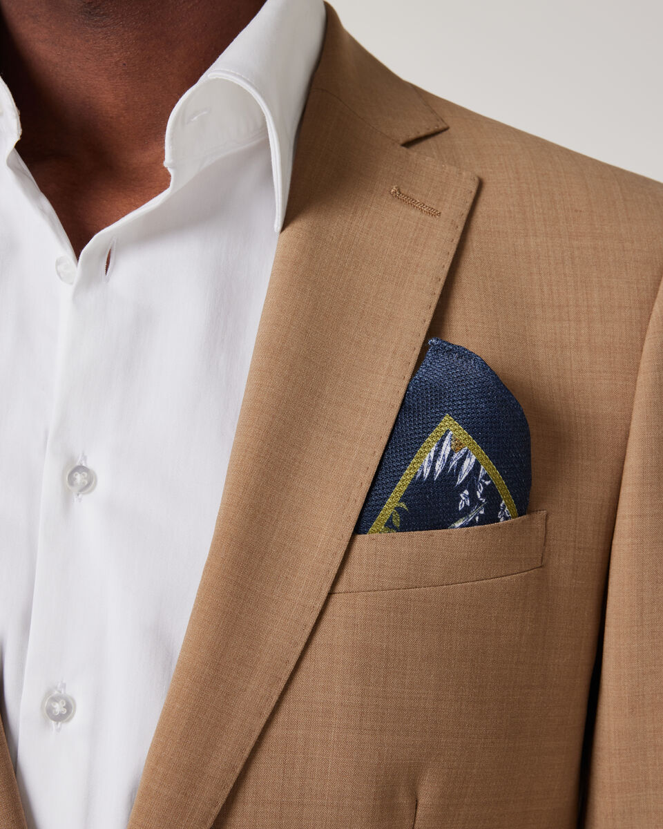 Linen Silk Blend Printed Print Pocket Square